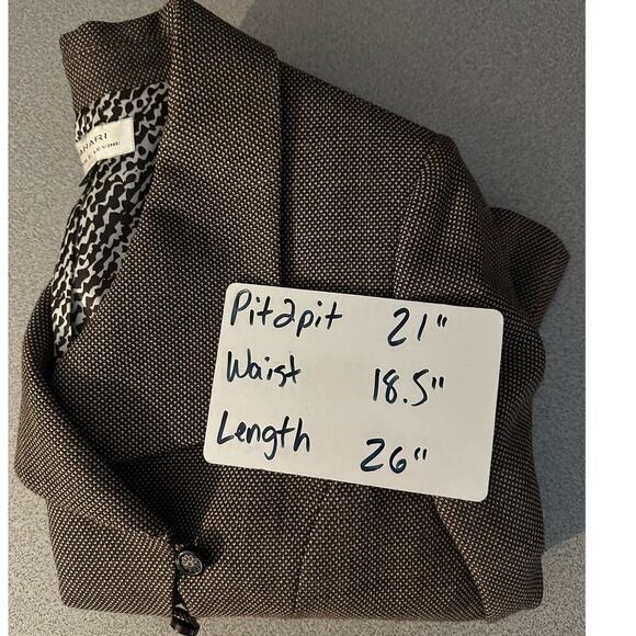 Tahari ASL Blazer Jacket Womens 12 Brown Wool Asymmetric Buttons‎ office career - Picture 8 of 8